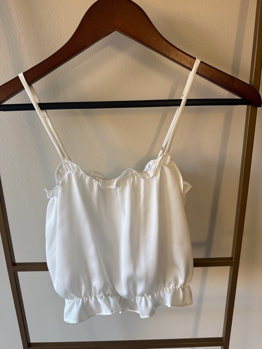 Free People White Ruffle Hem Crop Top